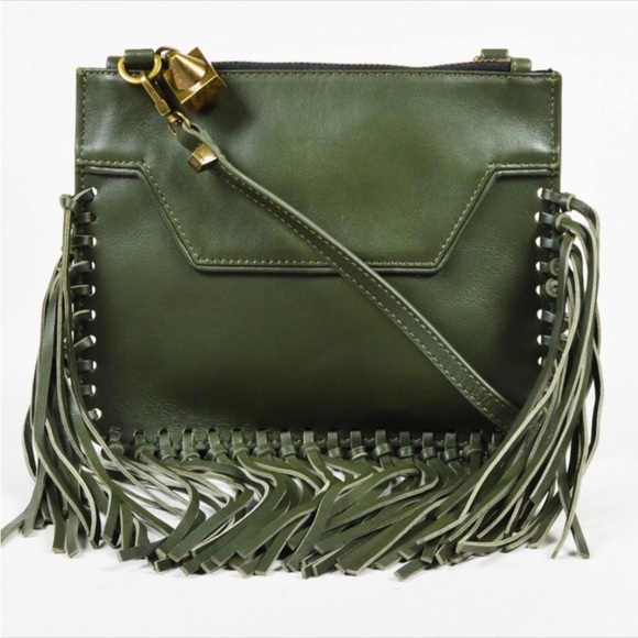 Emmaline Kuo green leather crossbody/clutch - Picture 1 of 16